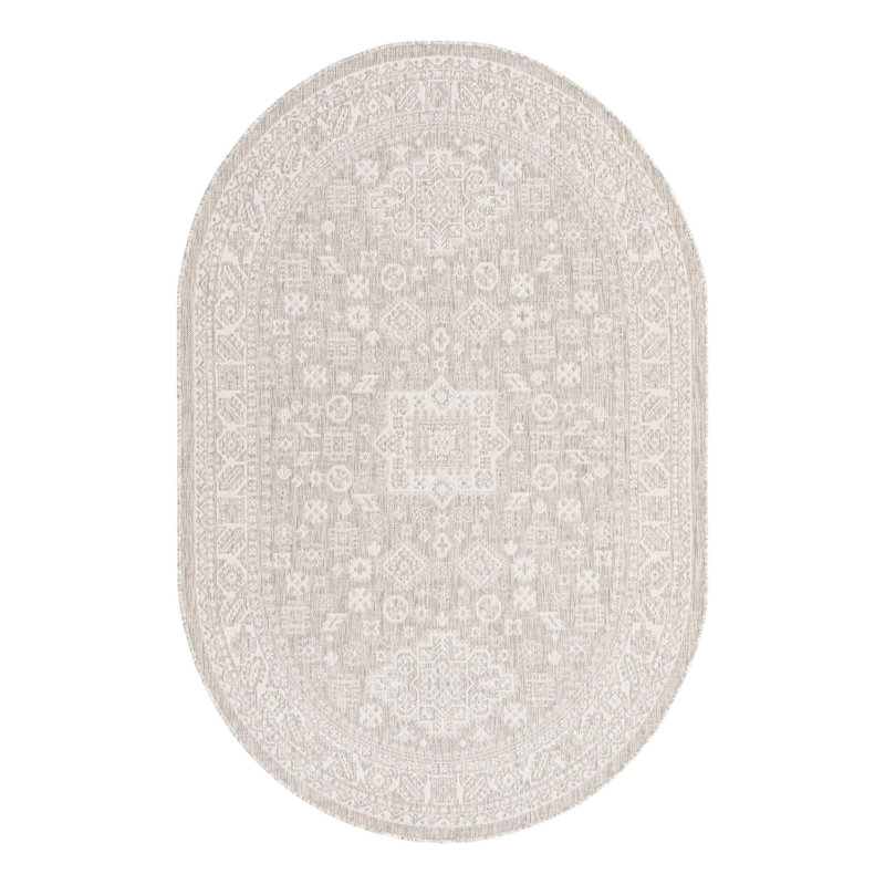 Tapis intérieur / extérieur beige Danera, Ovale 5 pi 3 po x 7 pi 10 po