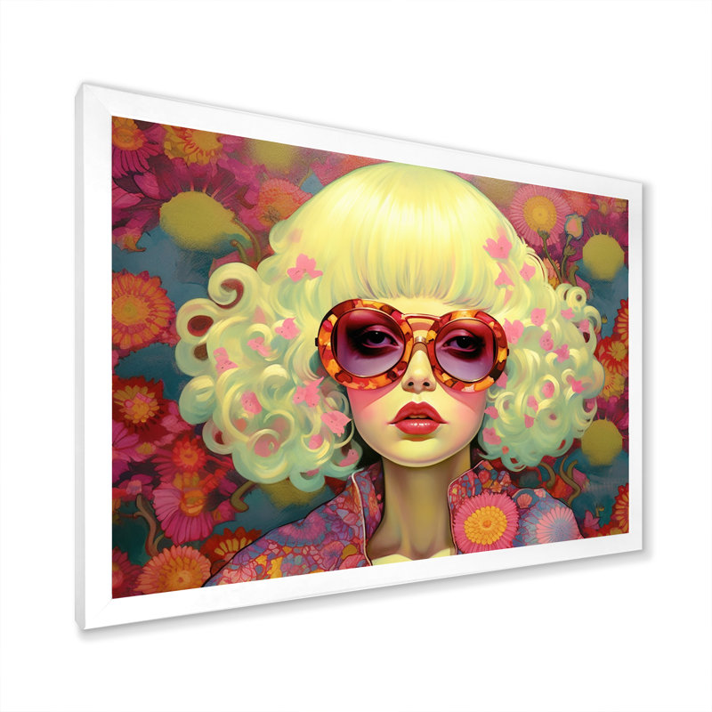 «Retro Cool Discopunk Queen» sur toile, H 12 po x l 20 po x P 1 po, Cadre simple blanc