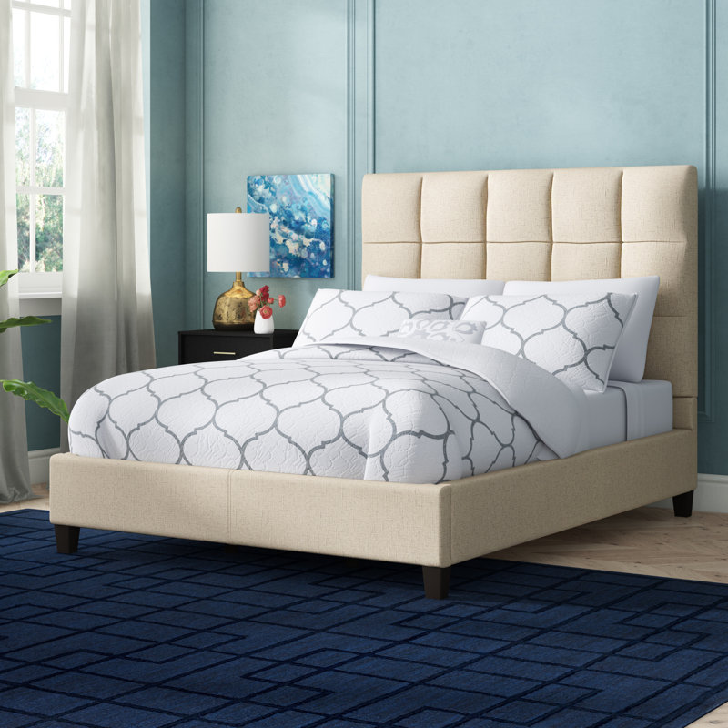 Kaster Upholstered Standard Bed, Heathered Beige Linen, Queen