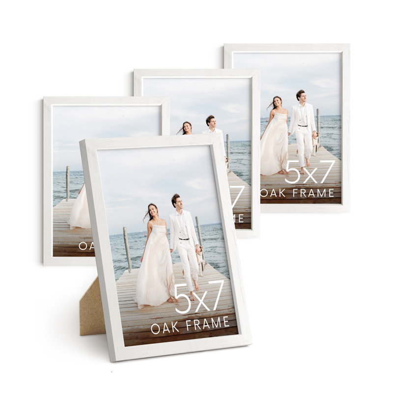 Cadre photo en bois, L 5 po x H 7 po, Blanc