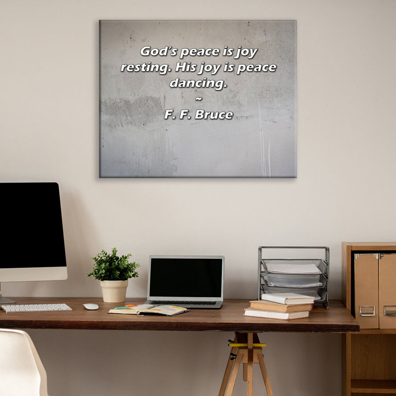 Toile tendue de la grande galerie Astoria par F. F. Bruce: «La paix de Dieu est la joie au repos. Sa joie est la paix
