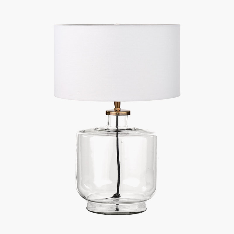 Bhakti Glass Table Lamp, 18.5" H x 11.81" W x 11.81" D, Cream, Poly-Blend