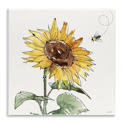 " Cheerful Sunflower Buzzing Bee " by Anne Tavoletti