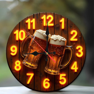 Horloge murale 10 po en MDF rond avec mouvement à quartz silencieux et crochet sans perceuse (piles AA non incluses)