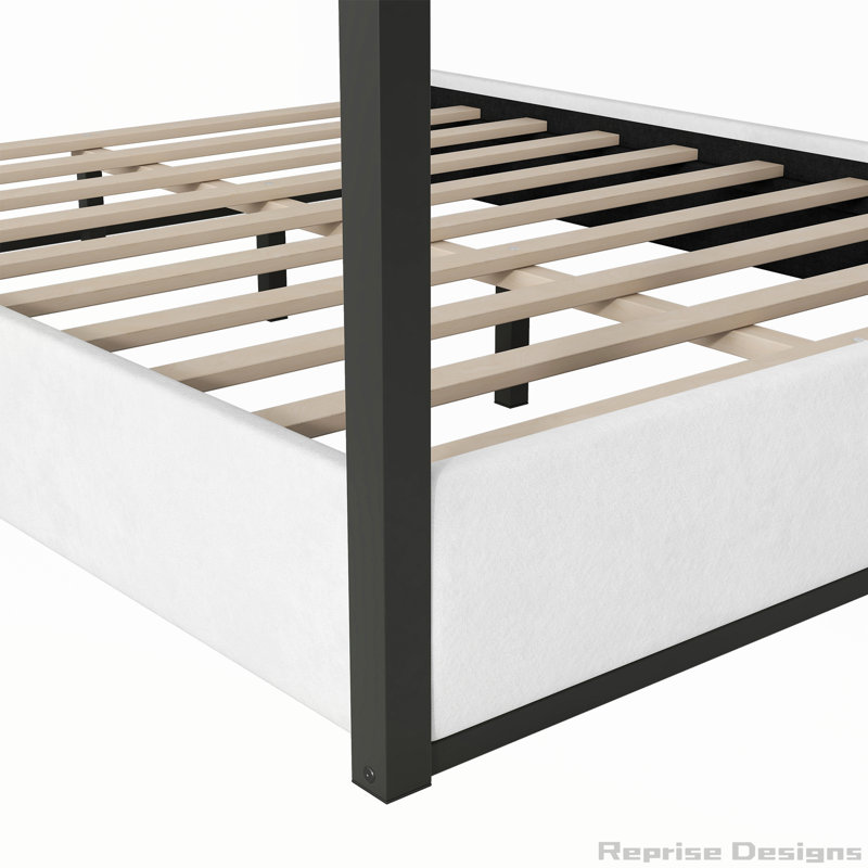 Lit à baldaquin élégant avec 4 affiches, revêtement en velours doux et assemblage facile pour les chambres à coucher modernes