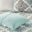 Courtepointe 6 pièces pour très grand / très grand lit. Imprimé en microfibre, matelassage vermicelle, petites feuilles, 2 taies décoratives, 3 coussins très grand. Microfibre avec revers en diamant doux brossé-122457373