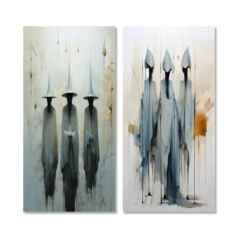 Minimalisme sorcières - ensemble de 2 reproductions d'art mural de sorcières, Toile tendue, H 28 po x l 25 po