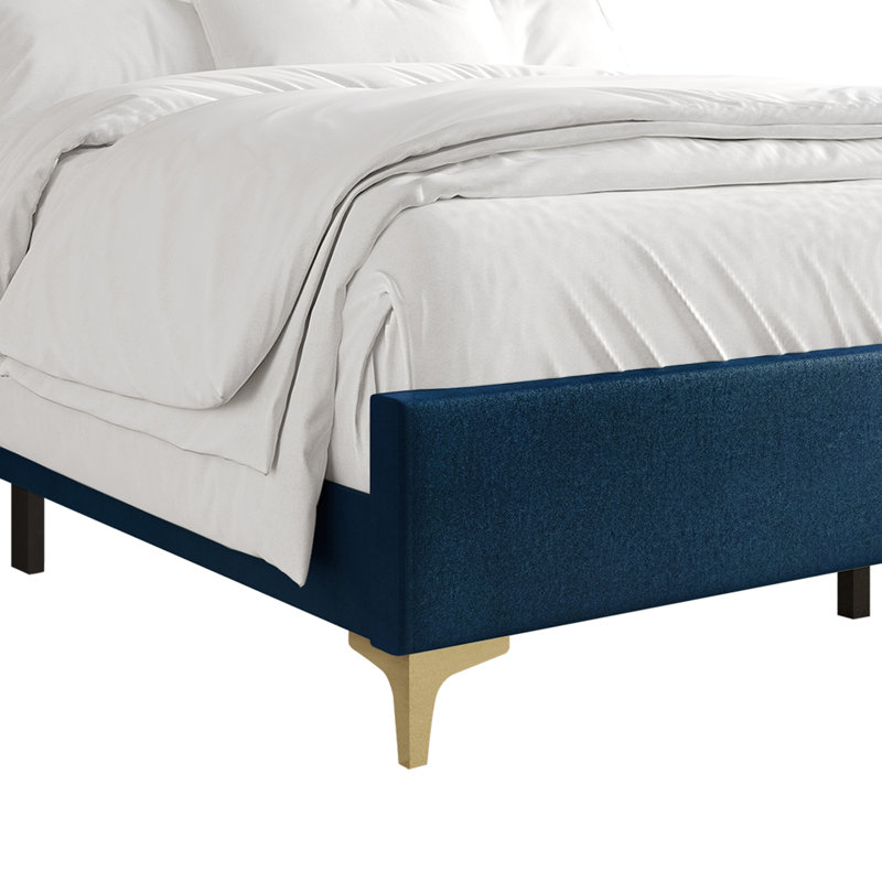 Lit tapissier standard Jerell, Bleu marine, Simple
