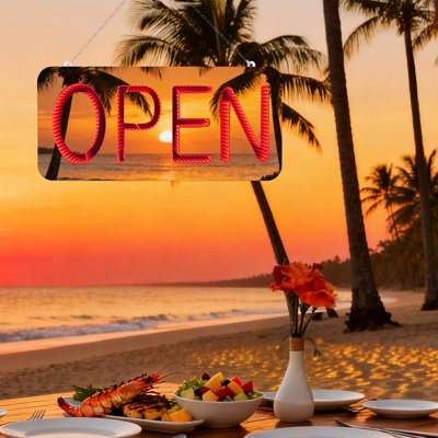 3D Mirror Led Light Open & Closed Neon Sign