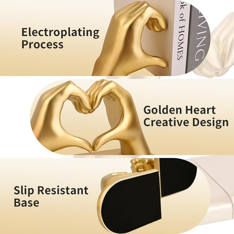 Gold Decorative Bookends for Shelves