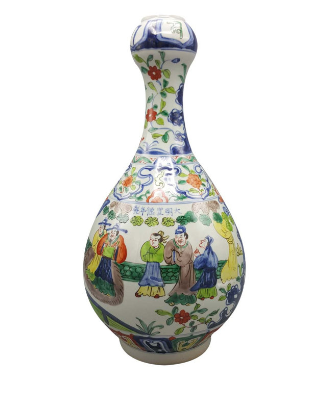 Chinese Vase Garlic Shaped Famile Vert