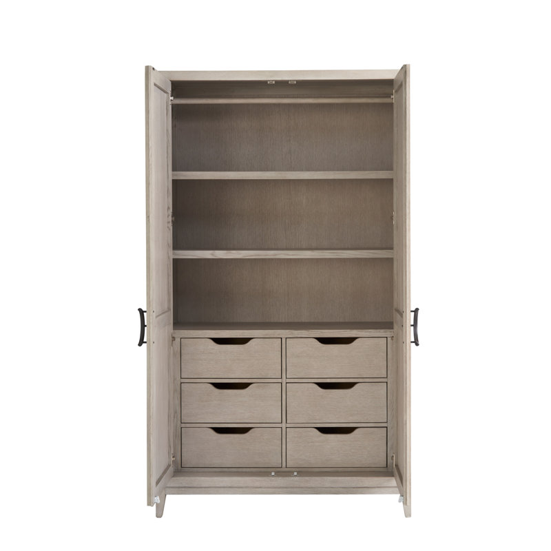 Nadine Light Brown Wood Wardrobe with Adjustable Shelves