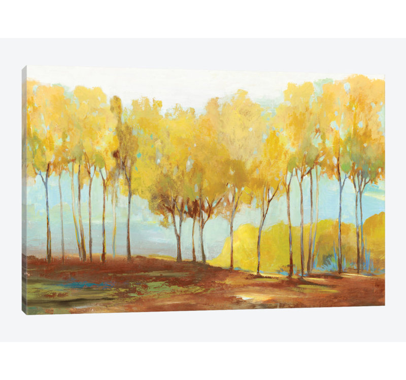 «Yellow Trees», reproduction sur toile, Papier beaux-arts encadré noir, Blanc, H 24 po x l 32 po x P 1 po