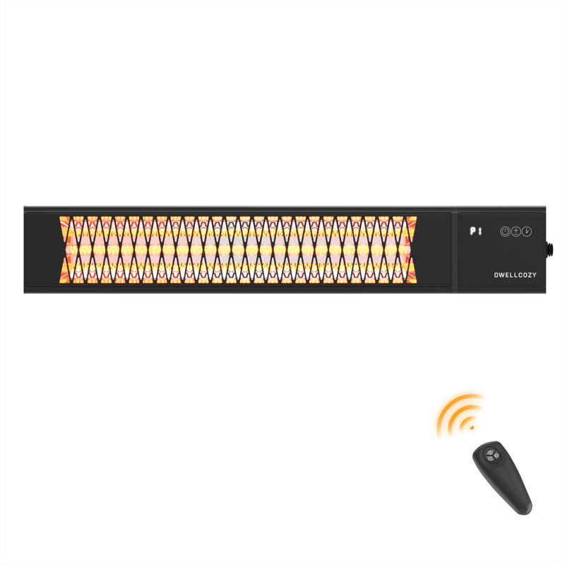Black Stainless Steel Electric Ceiling Mounted Patio Heater with Remote Control