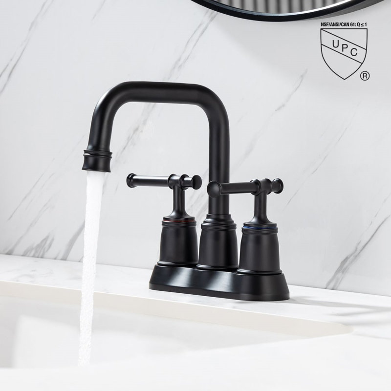 Centerset 2-handle Bathroom Sink Faucet with Drain Assembly, Matte Black