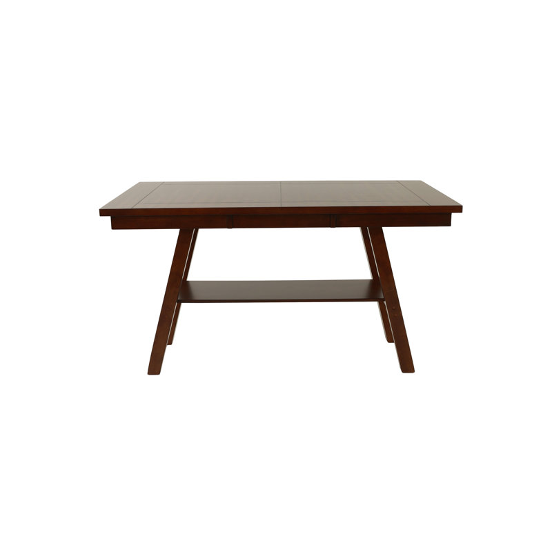 Table de salle à manger rectangulaire à hauteur de comptoir, en noyer foncé, fabriquée en bois d'hévéa, structure rectangulaire