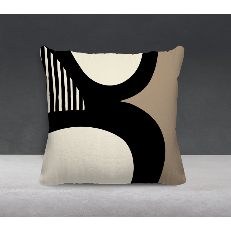 Lara Abstract Outdoor Reversible, 17" x 17", Black/Off White