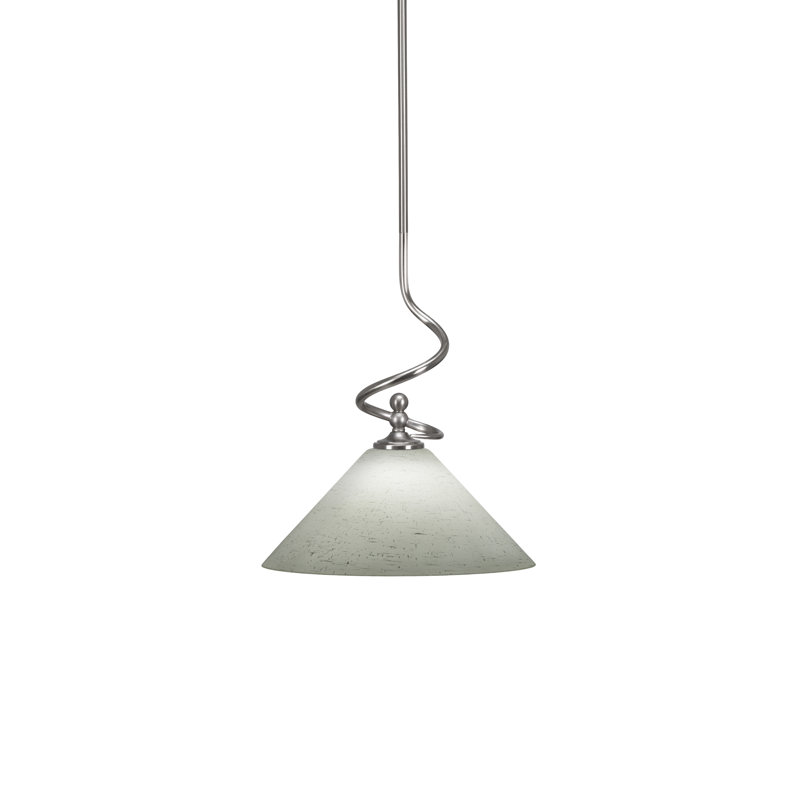 Mini-luminaire suspendu avec tige en verre blanc 12 po Centro, Nickel brossé
