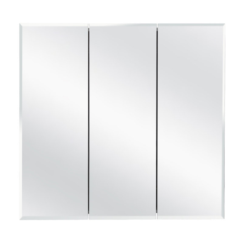 Bathroom Medicine Cabinet, Wall Mounted, Mirror, Clear Gloss, 24.5" H x 25.1" W x 4.4" D