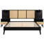 Cadre de lit noir en bois massif avec 2 tables de chevet et lampes utiles, mélange pour une chambre à coucher calme. Construction stable, tendance