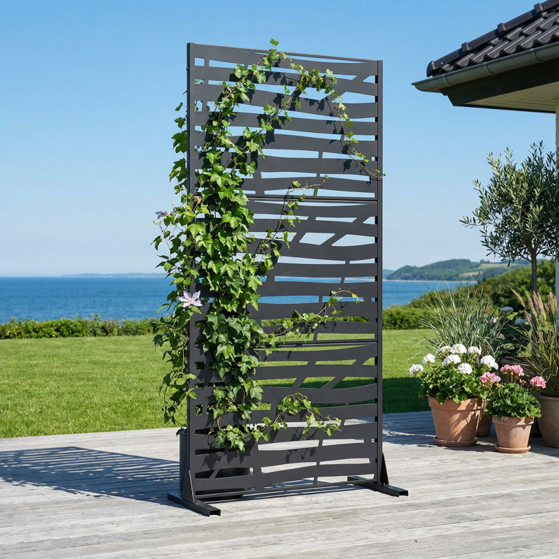 Écrans d'intimité d'extérieur en métal 72 po x 35,5 po Jungle, Noir, H 72 po x l 35,5 po x P 16 po