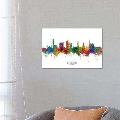 Bradford England Skyline by Michael Tompsett - Wrapped Canvas Print
