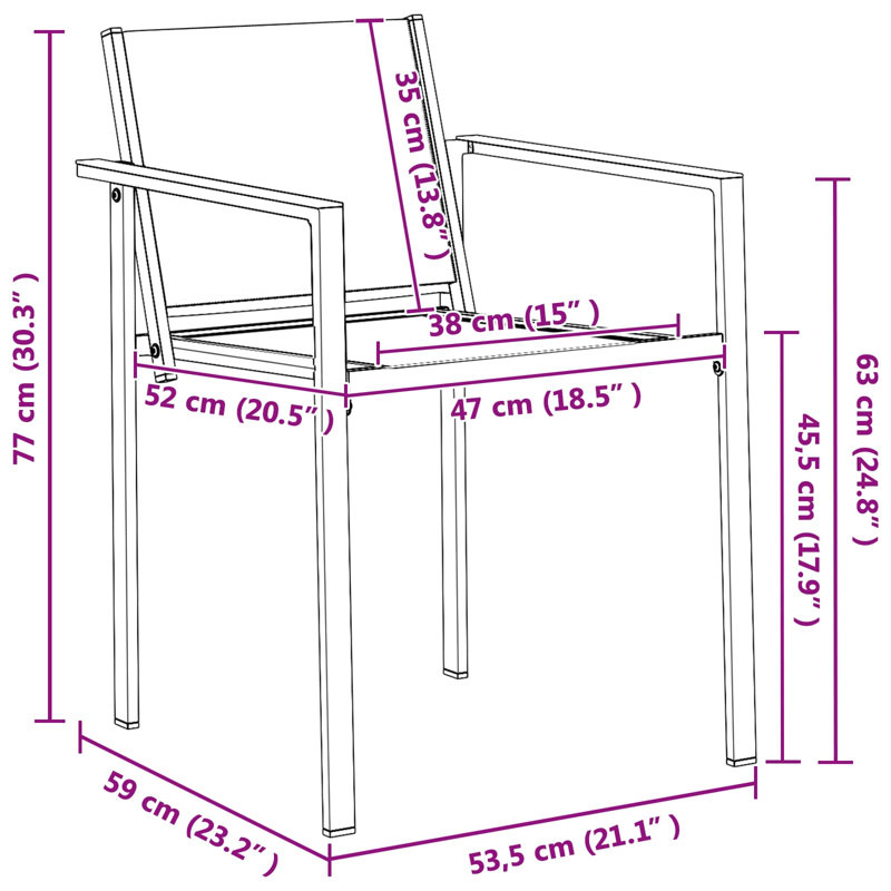 Patio Dining Set with, 73 cm H x 200 cm W x 80 cm D, 6