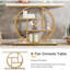Console industrielle de 41,3 po, canapé d'entrée à 4 niveaux avec base circulaire, table d'appoint moderne étroite avec rangement pour le salon, le couloir, le vestibule, la finition blanche et dorée