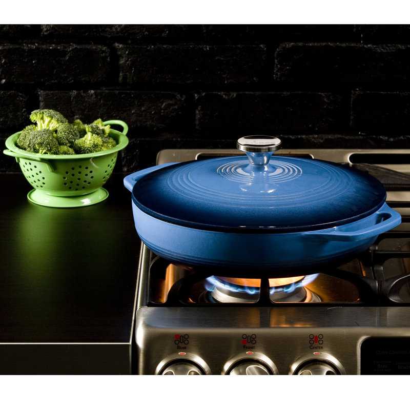 Lodge 3.6 Quart Enameled Cast Iron Casserole, Blue