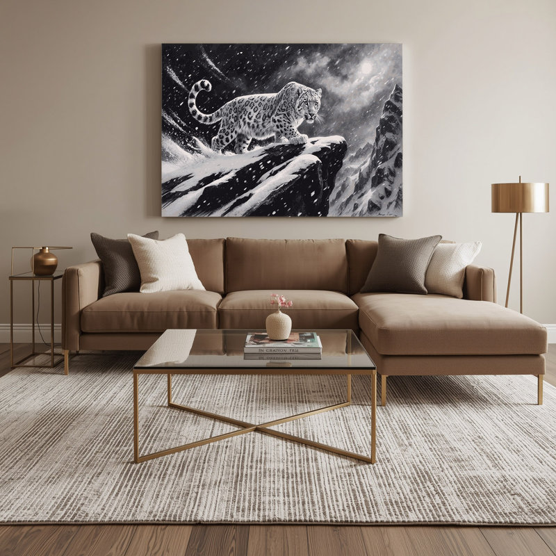 Wildlife Snow Leopard Gray Canvas Wall Art
