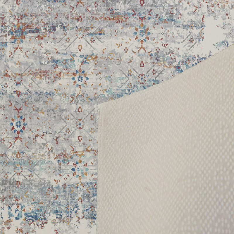Phaedra Machine Made Power Loomed Polyester Area Rug in Gray/Ivory, Rectangle 5'11" x 9'2"