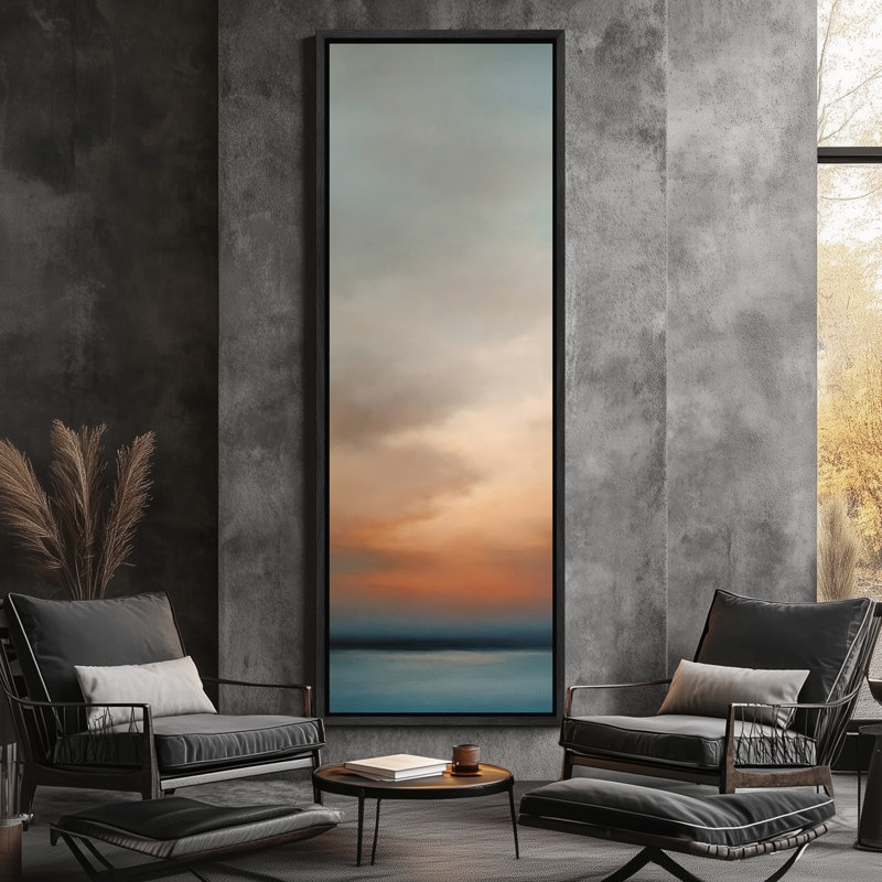 «Cloud Sky», impression sur toile encadrée - Paysage de plage pour décoration murale moderne, H 60 po x l 20 po, Noir