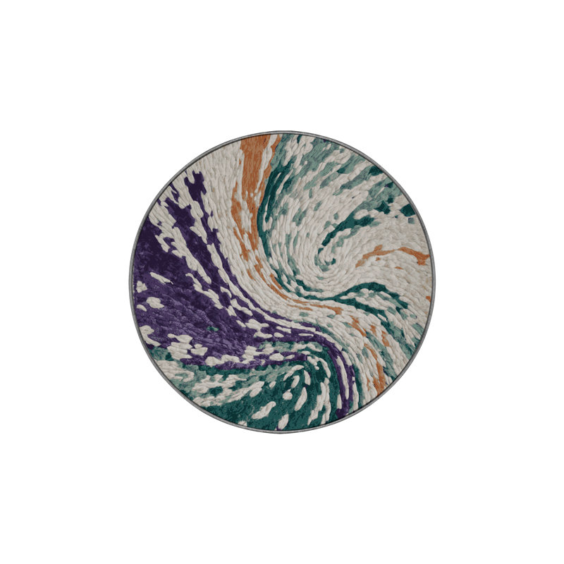 Tapis gris lavable à la machine, Rond 5 pi