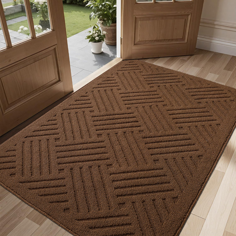Wardlaw Non-Slip Indoor Outdoor Mat Super Absorbent Resist Dirt Entrance Rug, Brown, 32" W x 48" L