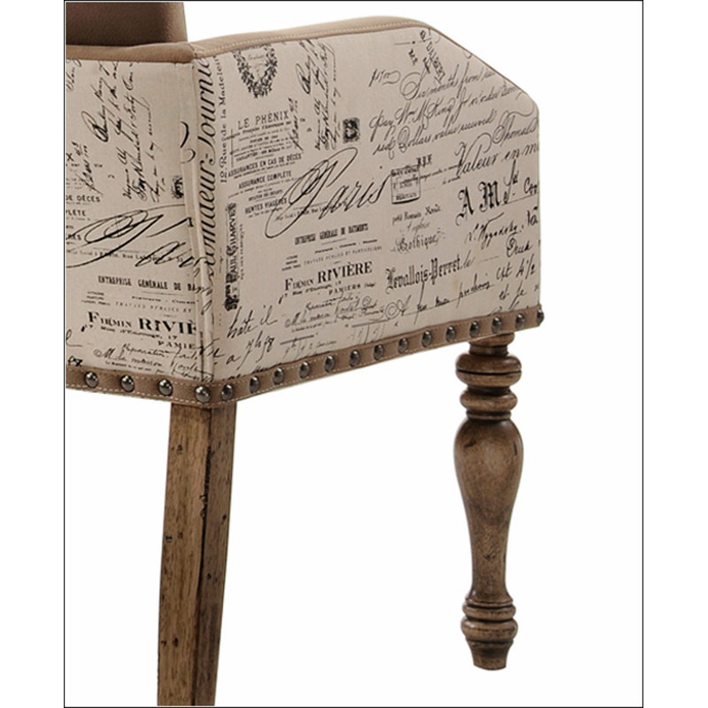 Chaise avec accoudoirs de salle à manger avec tête de clou et imprimé Birmingham