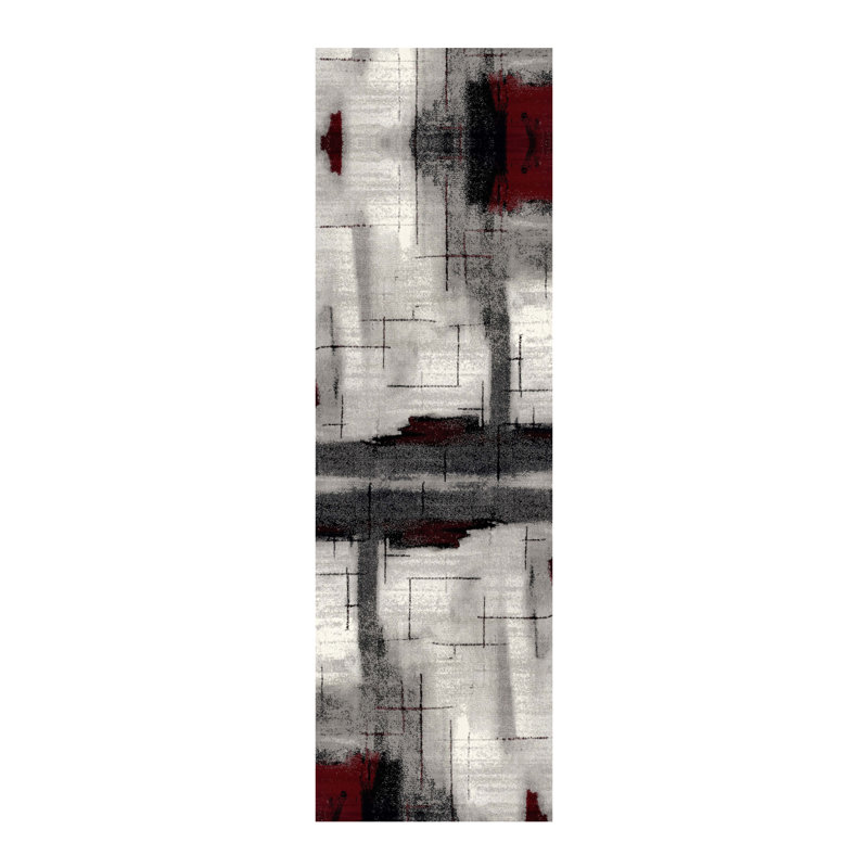Tapis gris et rouge 2 pi x 3 pi