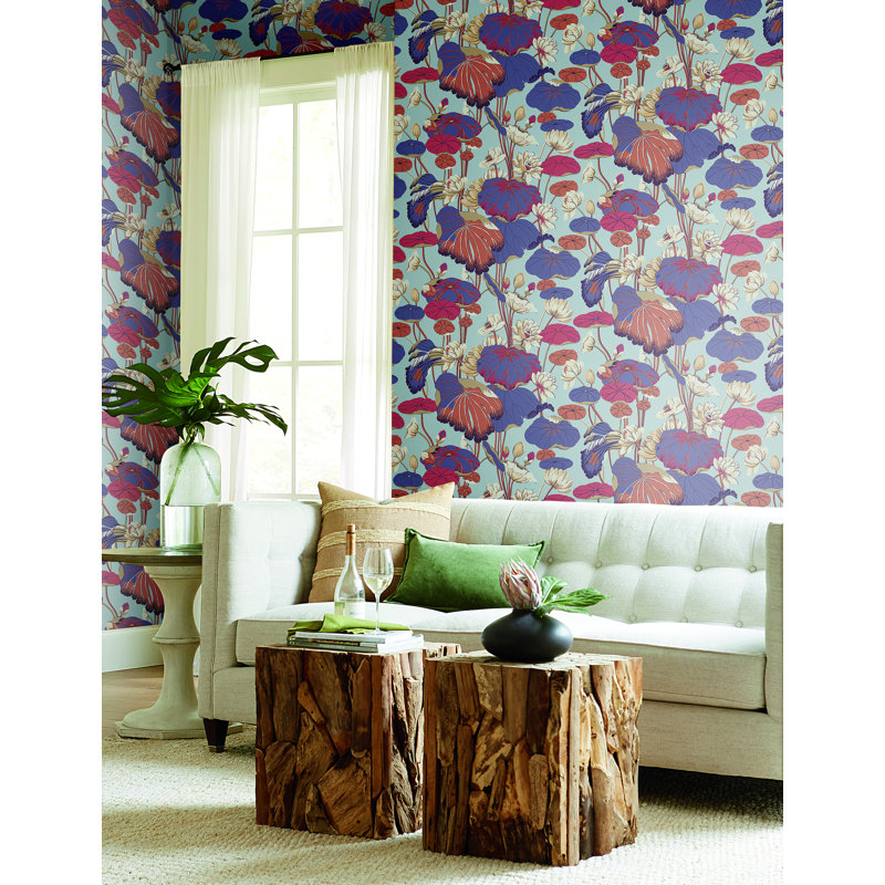 27' L x 27" W Smooth Wallpaper Roll, Purple/Pink