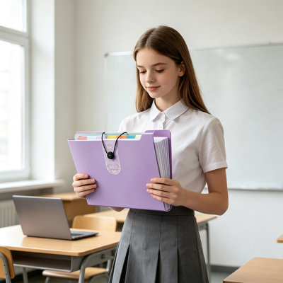 Chemise de classement Manila extensible pour plus de 100 feuilles, format lettre/A4, légère, idéale pour l'école et le bureau.