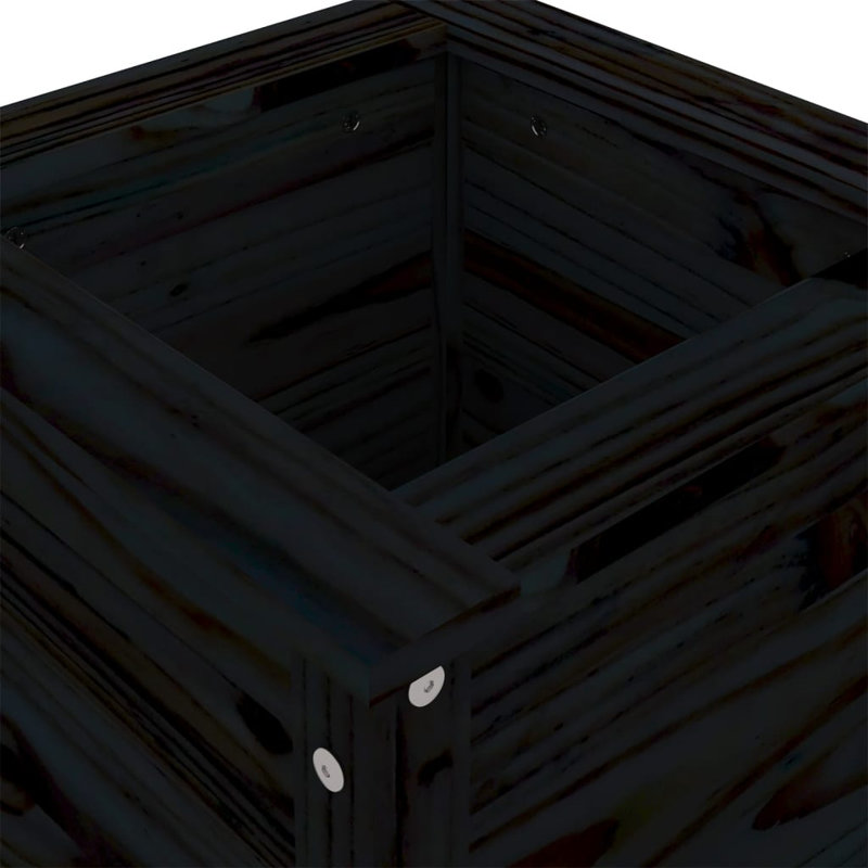 Bojana Wood Pot Planter, Black, Pine, 78cm H x 40cm W x 40cm D