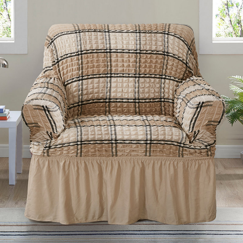 Housse pour canapé à coussins carrés / rectangulaires Bubble, Mélange de polyester gris, H 25 po x l 90 po x P 18 po