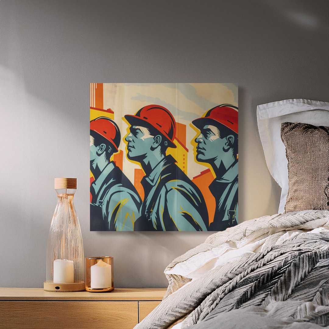 Construction Worker Canvas Wall Art, Gallery Wrapped Matte Print, Ready to Hang, Archival Quality, Union Worker Art, Industrial Decor