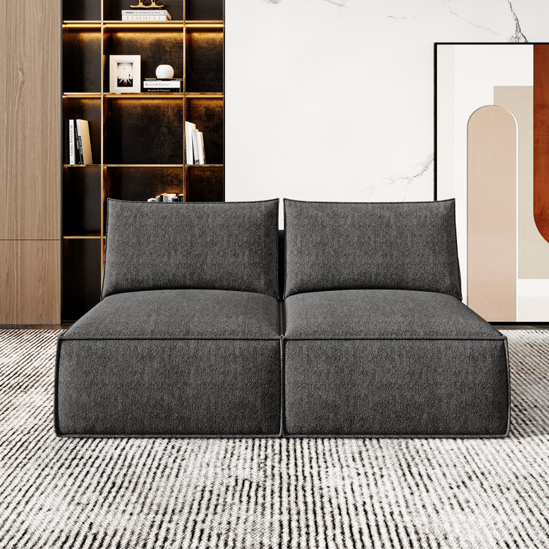 Canapé modulaire en chenille Boneless, Gris
