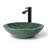 17" Round Green Stone Vessel Sink, Countertop Wash Sink, Handcrafted Marble Sink With Natural Veining And Color Variations, Polished Finish