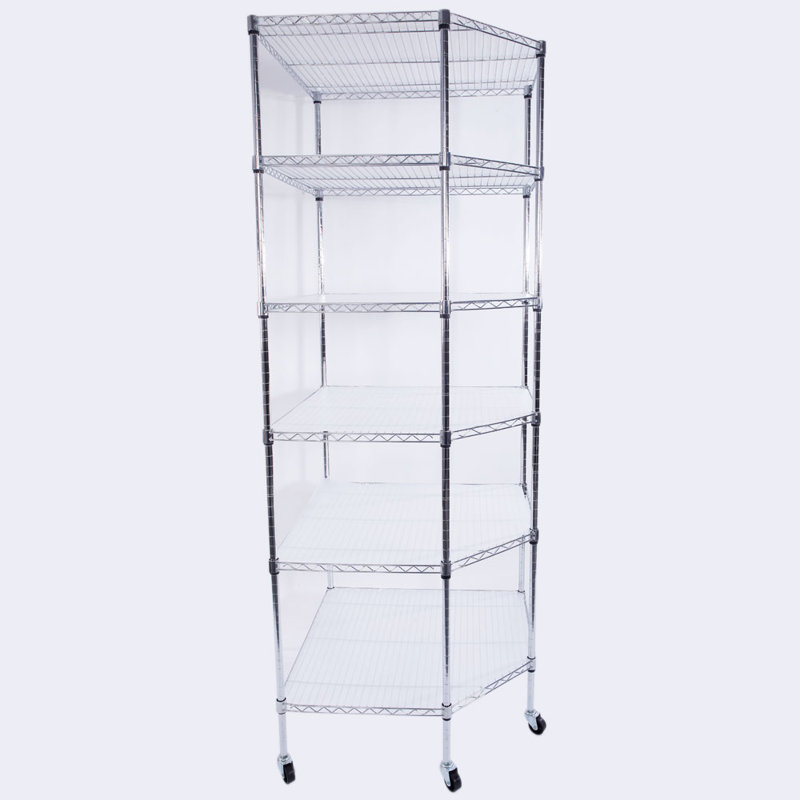 Wolfgram 27'' W Metal Shelving Unit with Wheels, Silver