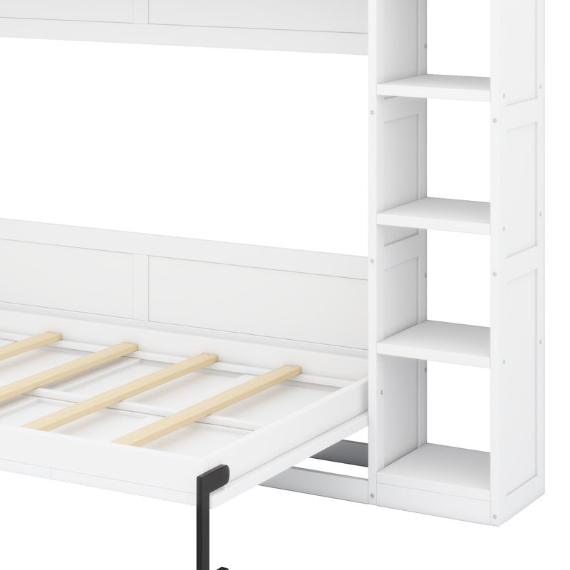 Lit escamotable avec bibliothèque Murphy, Blanc