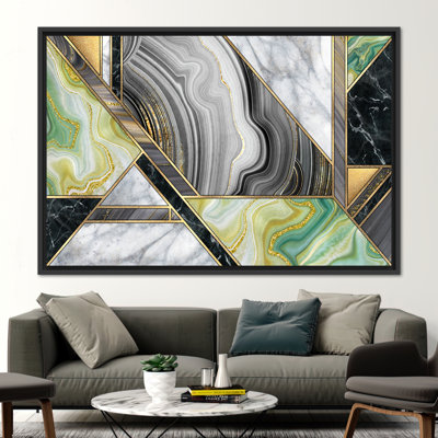 Abstract Alcohol Ink Canvas Art - Shimmery Modern Marble Wall Decor Poster