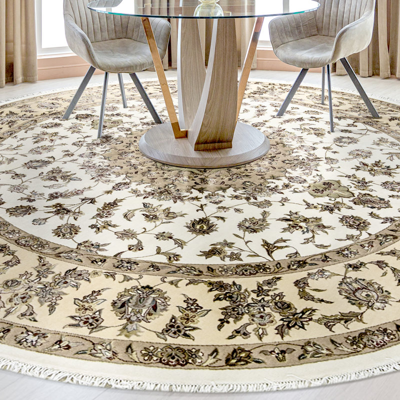 Tapis ivoire et beige noué à la main de haute qualité