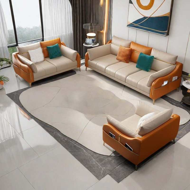 Ensemble de salon simple en similicuir nordique