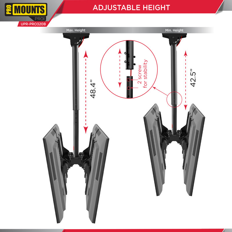 ProMounts Premium  Dual-Sided Swivel TV Ceiling Mount for 32"-85" Screens, Holds up to 88 lbs.
