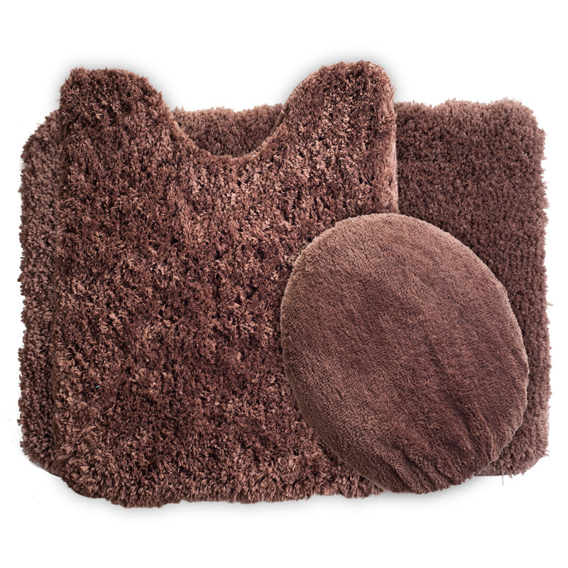 Ensemble de tapis de salle de bain de trois articles Lavish Home, Chocolat